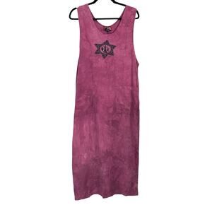 Vintage Dagoli‎ Cotton Maxi Jumper Dress S Sleeveless Tribal Graphic Boho Y2K